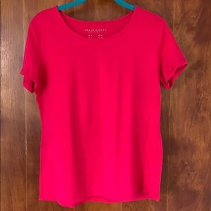 Susan Graver cotton model tee in pink.